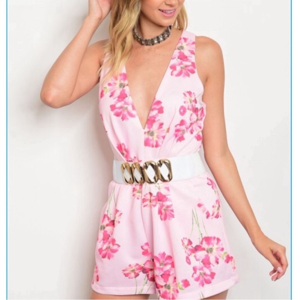 Deep V-neck romper